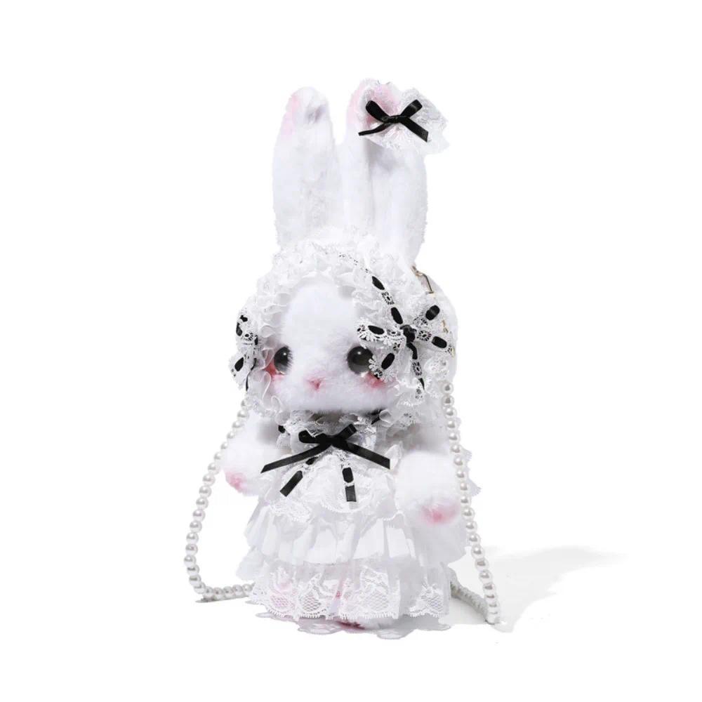 Kawaii Bunny Bag Lolita Sweet Shoulder Bag Pearl Chain Princess Crossbody Bags