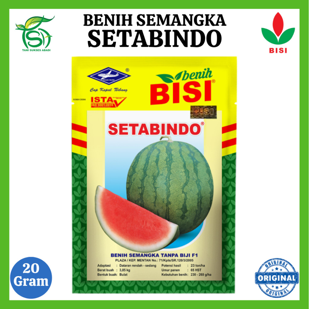 Benih Semangka SETABINDO (20 Gram) - Bibit Tanpa Biji Hibrida F1 BISI