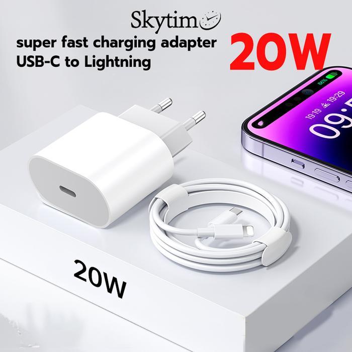 Promo Skytime Charger Super Fast Charging USB C to Lighting 20W Power Adapter Cable 1 Meter Kabel CA