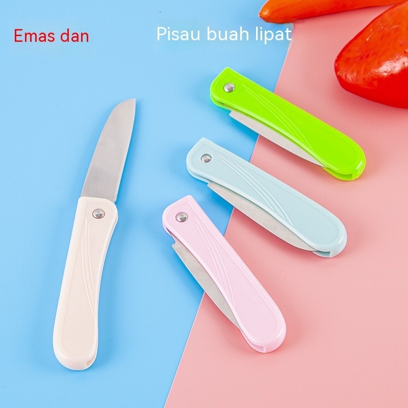 Pisau Buah Lipat Baja Tahan Karat Portabel Pengupas Kulit Buah Rumah Pisau Kecil Gaya Kreatif Poles