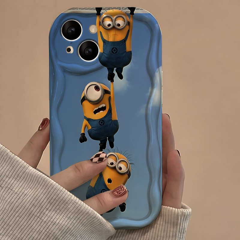 Casing iPhone Redmi Minion Berantai Di Udara Untuk iPhone 16 15 14 13 12 11 Mini Pro E MAX Untuk Red