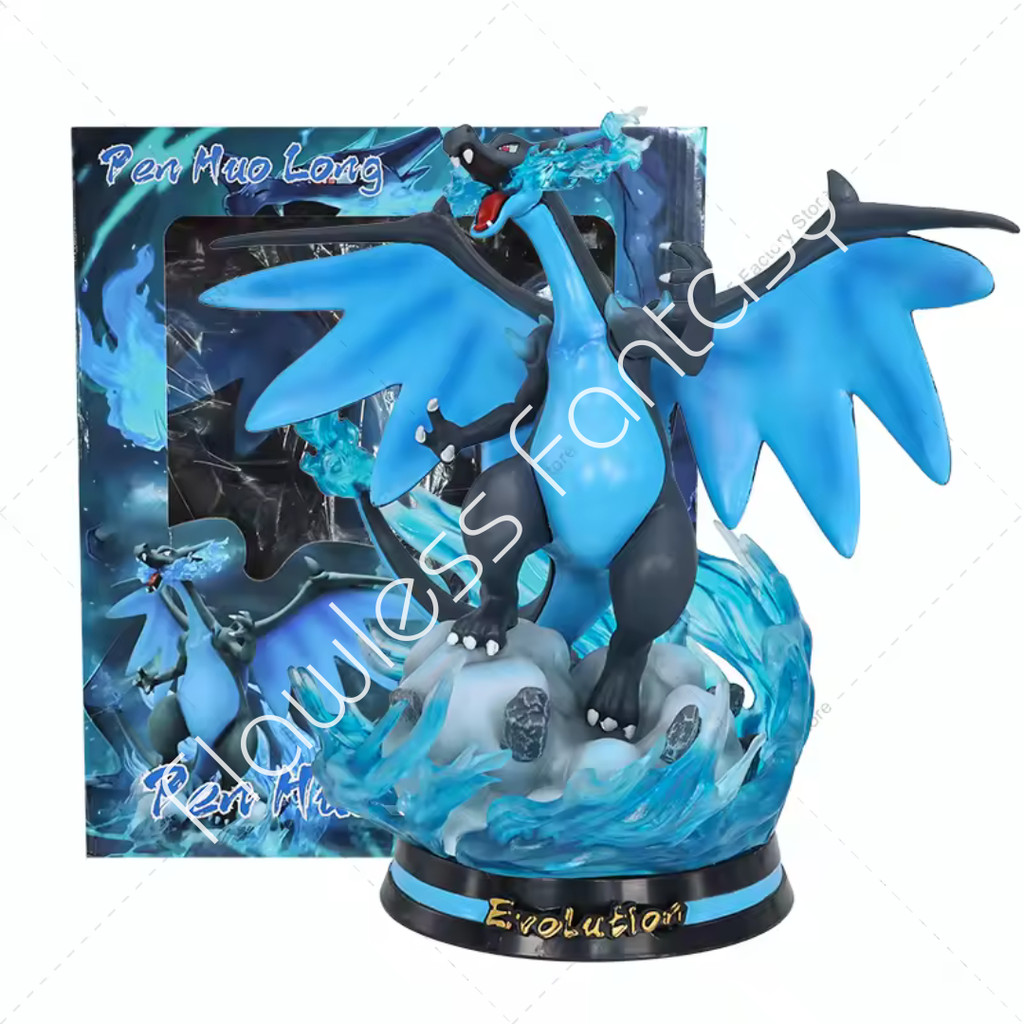 Pokemon Mega Charizard Evolution Pen Huo Long Anime Statue Figure