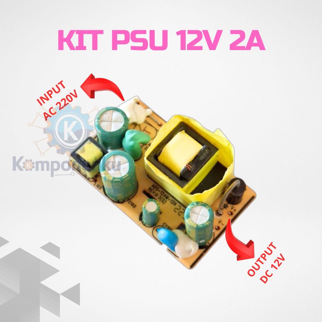 Kit Adaptor 12V 2A Mesin Power Supply AC 220V To DC 12V Modul Elektronik