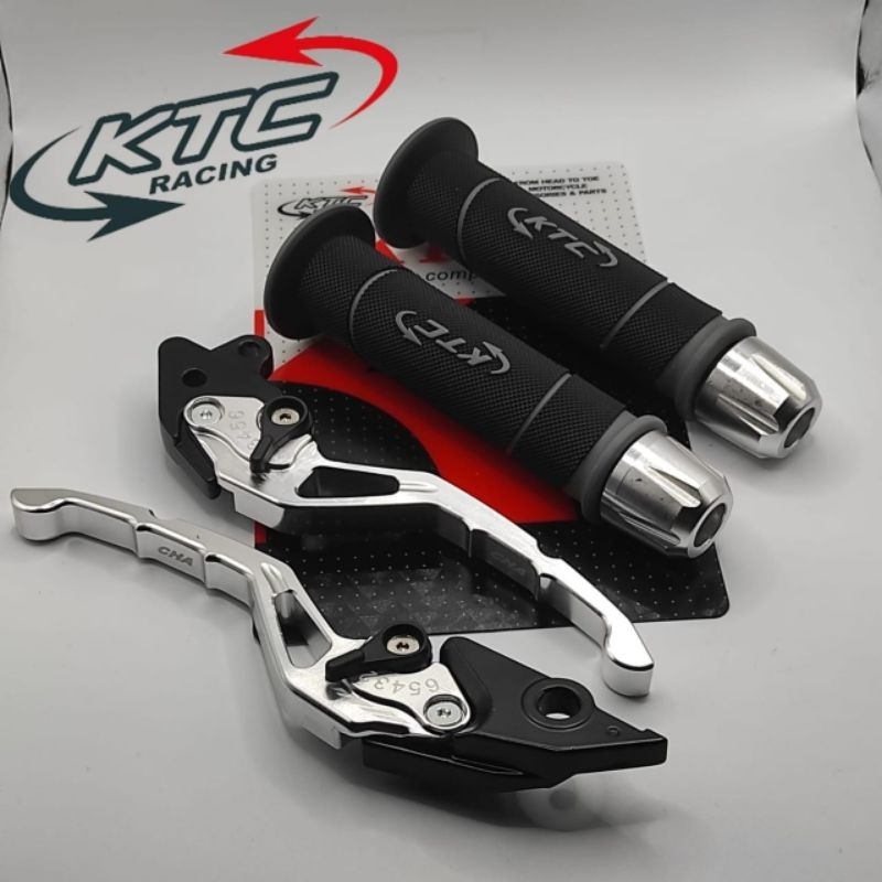 Handgrip KTC Original HG55 + Jalu Stang CNC + Handle Rem Stelan CNC  Handgrip Motor Nmax Aerox Handg