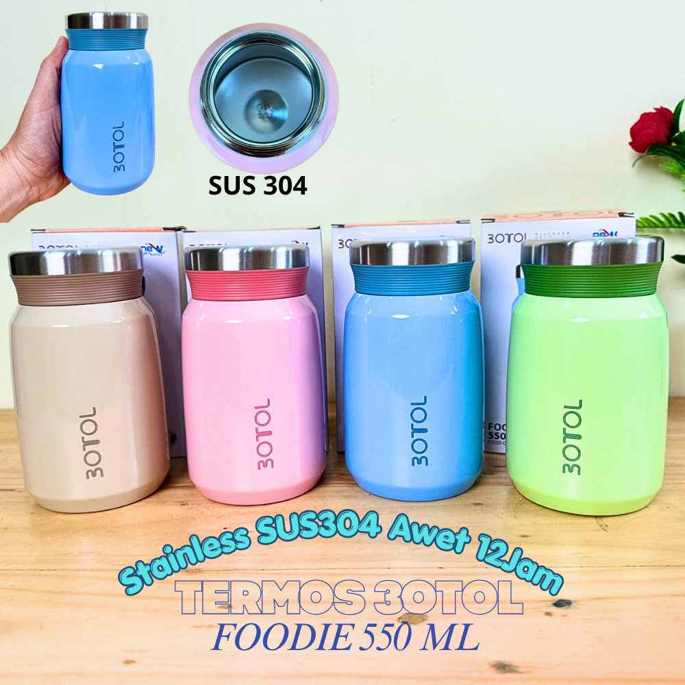 Tumbler Termos Stainless SUS 304 3OTOL FOODIE 550ML Thermos Botol MInum Makanan Soup Bubur Tahan Awe