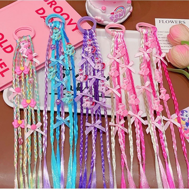 CN - IKAT RAMBUT WIG ANAK UNICORN KEPANG PANJANG LUCU / HAIR WIG ANAK MODEL KEPANG UNICORN