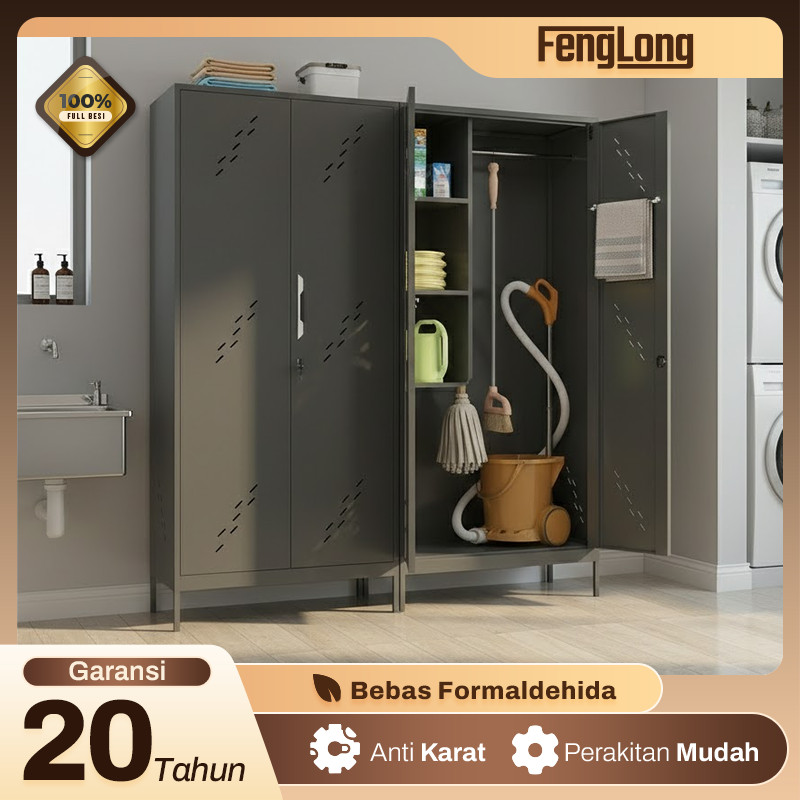 Fenglong Lemari Janitor Besi Lemari Alat Kebersihan Cleaning Cabinet Storage Alat Pembersih