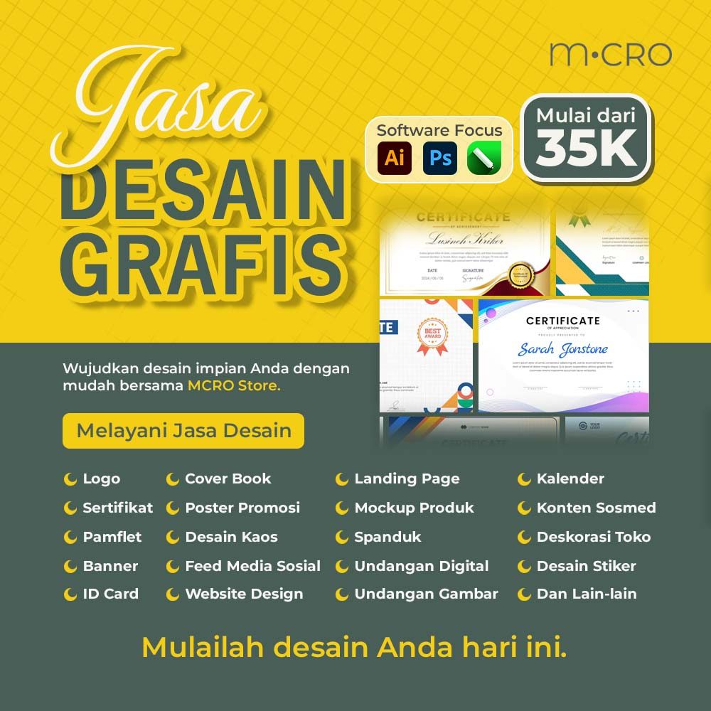 Jasa Desain Sertifikat Penghargaan Piagam | Komunitas Sekolah Organisasi Profesional Cepat