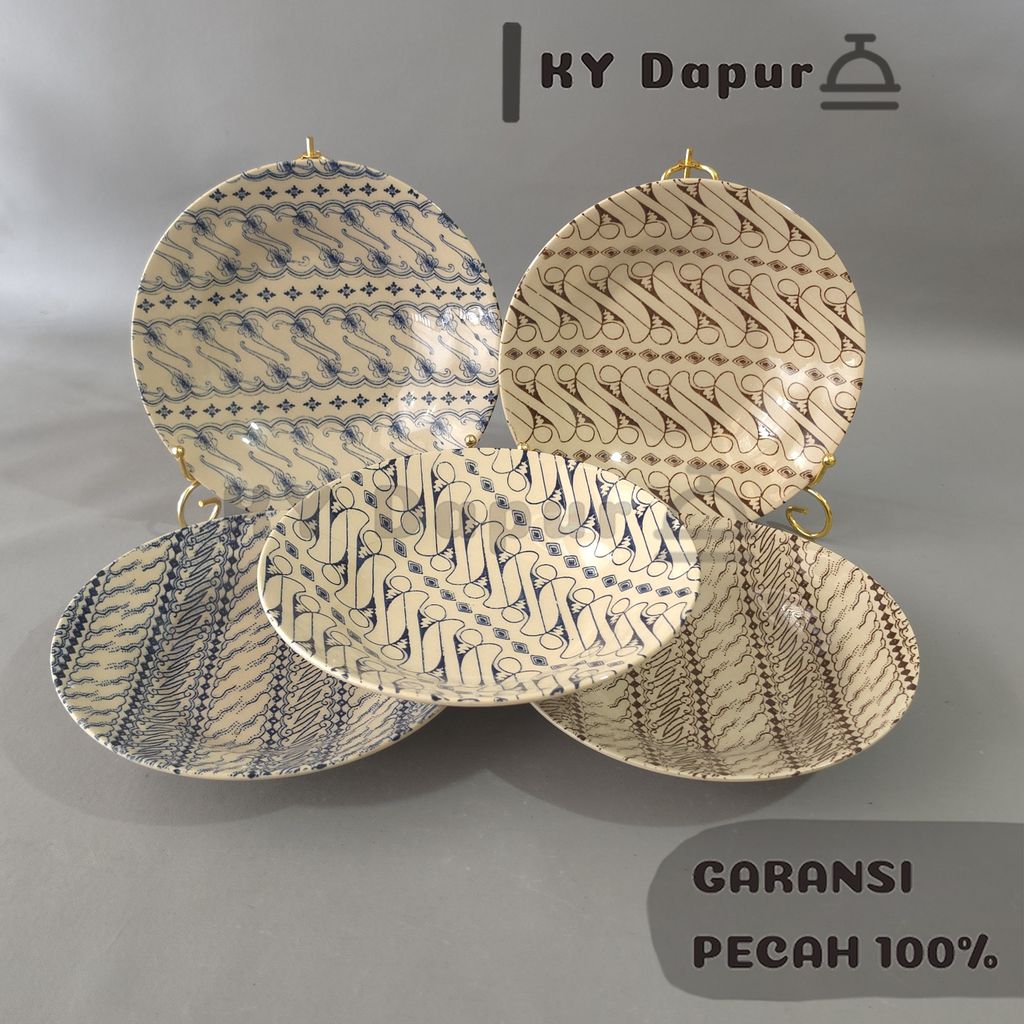 HOKITA Piring Keramik BATIK Makan Motif Piring Keramik Cantik Aesthetic Bermotif Estetik