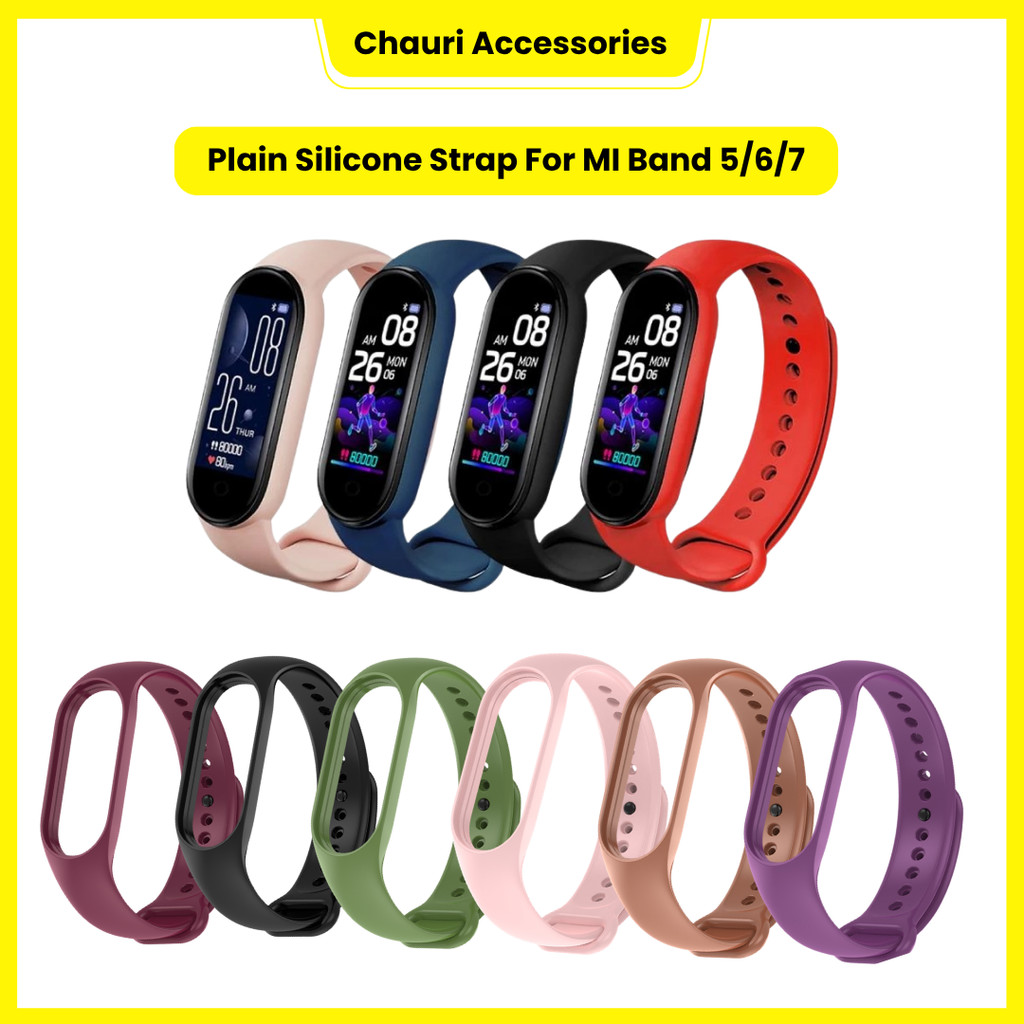 Plain Silicone Strap For MI Band 5 6 7 smartband M7 Band M5 Band M6