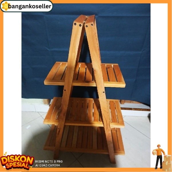 NEW Rak Lipat Rak Susun Lipat Rak Bunga Rak Hiasan Rumah Rak Camping Kayu BKS