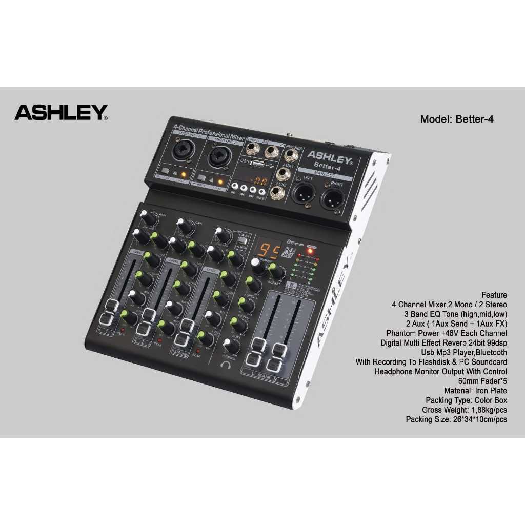 Mixer Audio ASHLEY Better 4 Original 4 CHANNEL MIXER BLUETOOTH