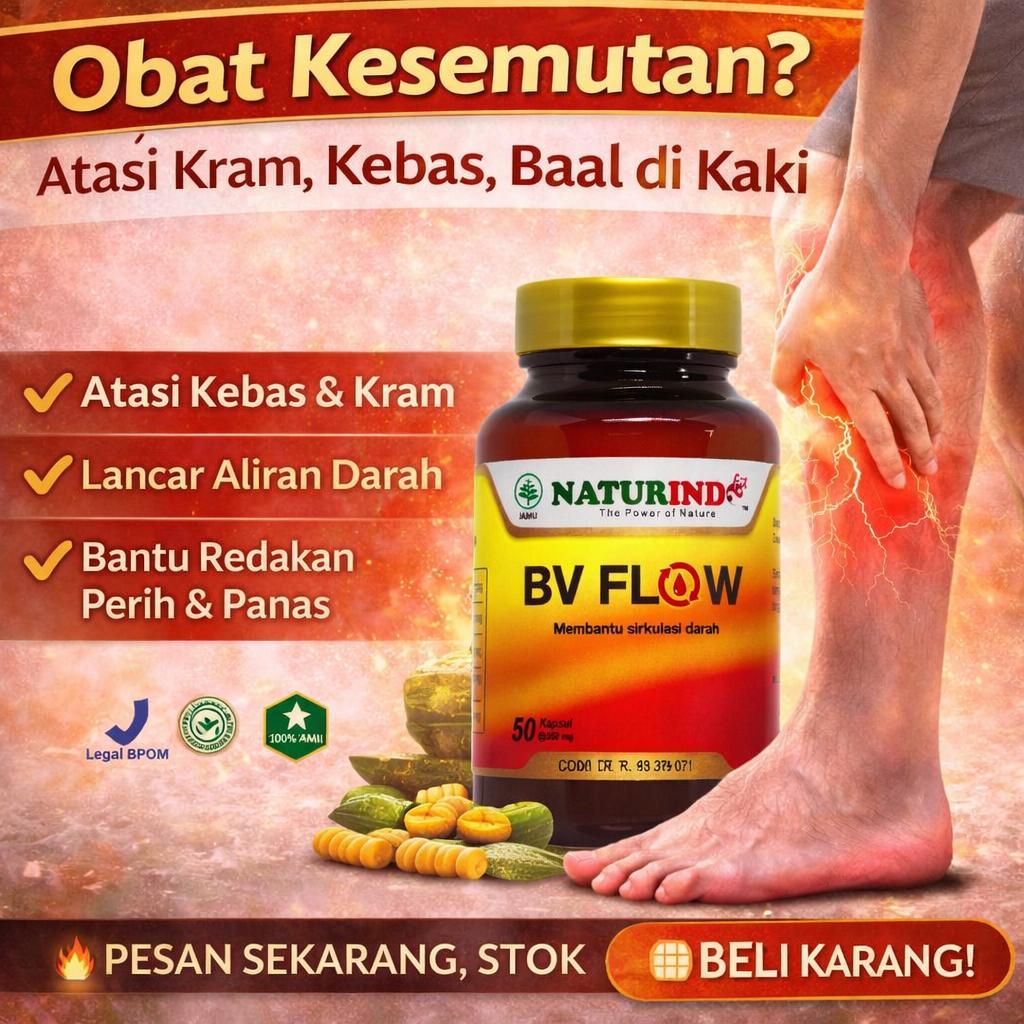 Naturindo Bv Flow Obat Kesemutan Kebas Penyumbatan Pembuluh Darah & Tremor Parkinson Herbal