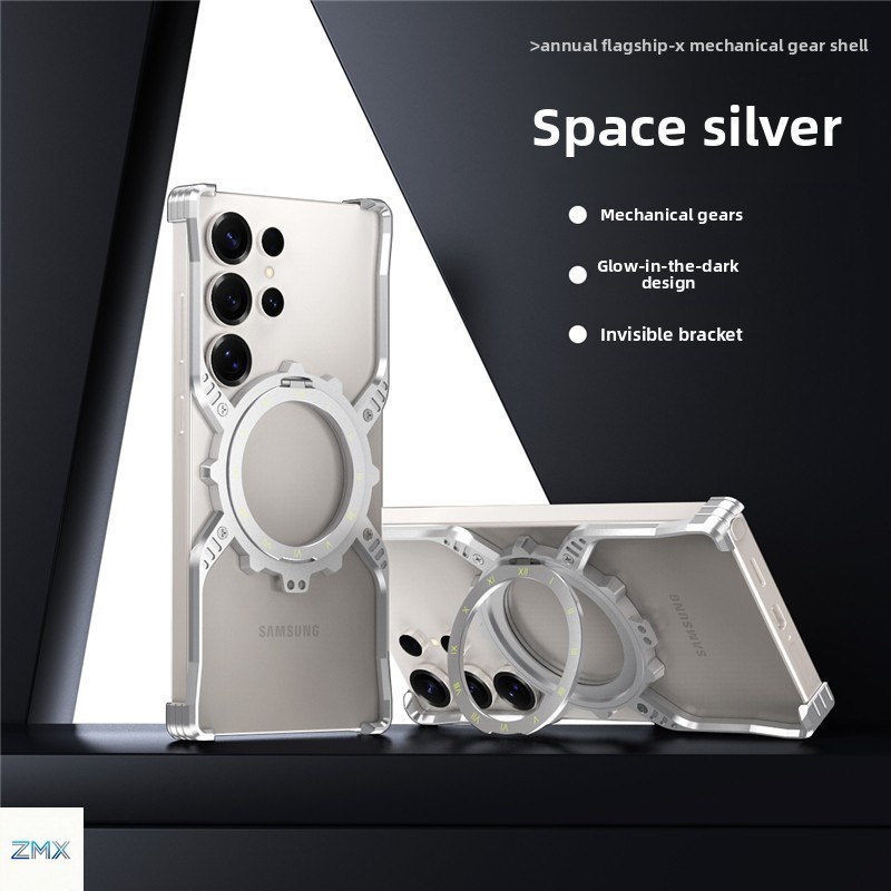 ZMX Casing Ponsel Anti Guncangan dengan Stand Magnetik Putar 360°, Bahan Aluminium Alloy, dan Roda G