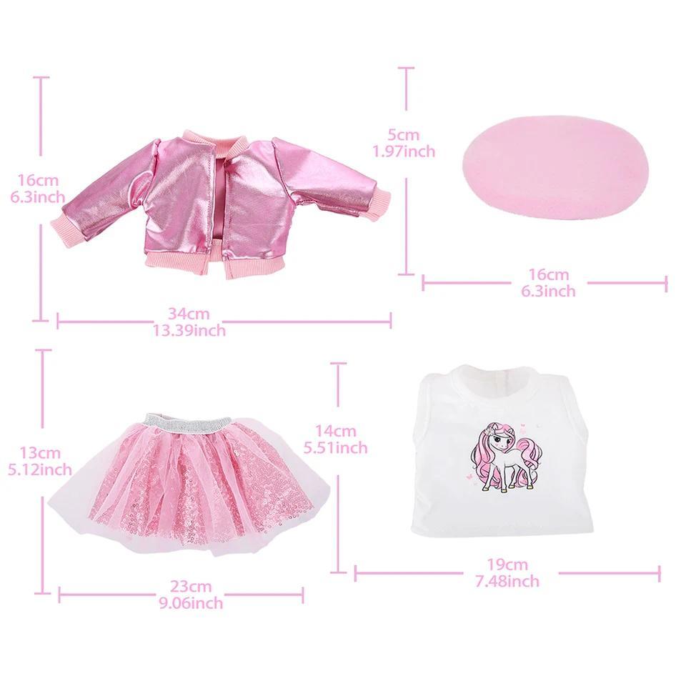 18inch American Doll Clothes Dress Pink Coat Outfit Newborn Doll Football Captain's Clothes Girls To