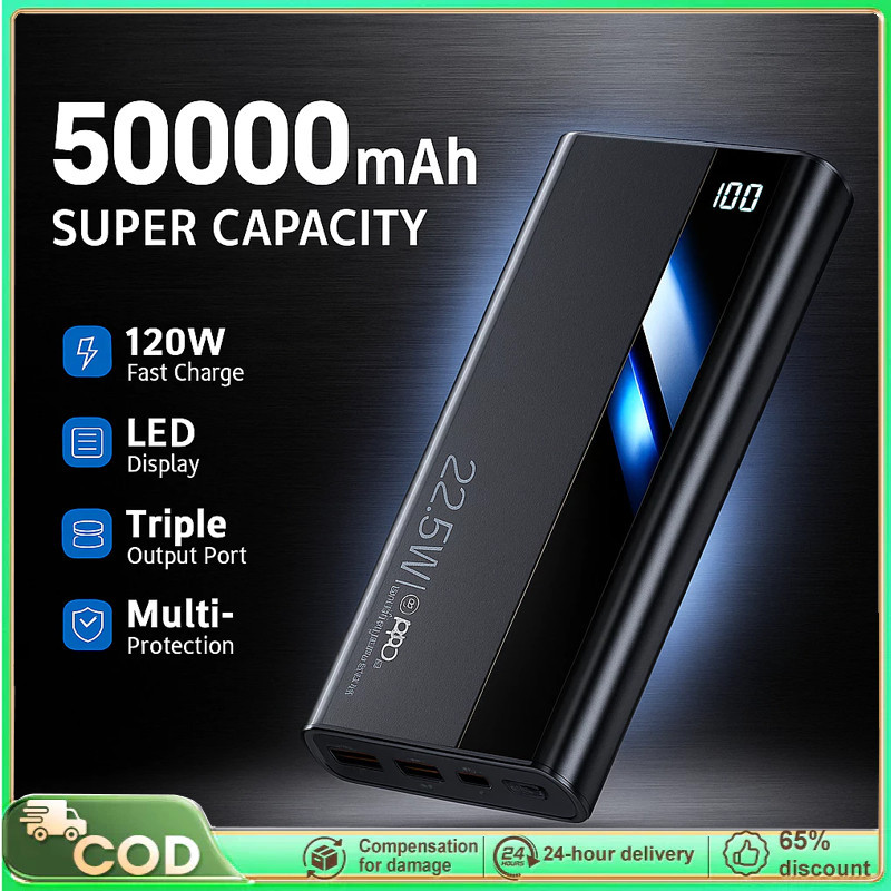 (electric heart) Powerbank 50000 mah Digital Display Fast Charging Kapasitas Besar LED Light Robot P