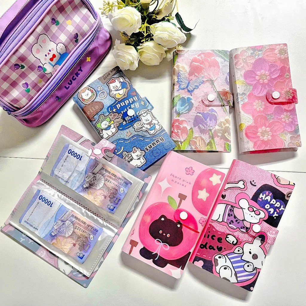 Buku Tabungan Viral 100 Slotsaving album – Binder Uang Kertas Lucu Hemat & Cover Cantik Dompet Walle