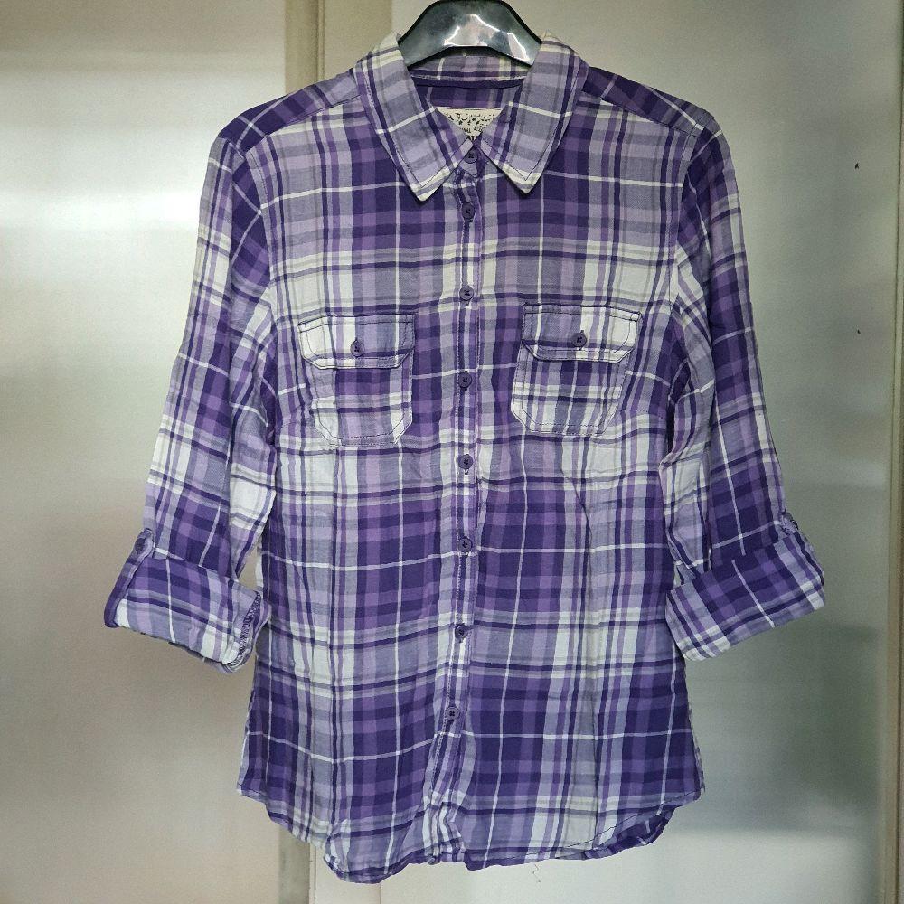 X baju wanita kemeja cewek flanel flannel m&s marks spencer preloved seken Panjang Atasan Casual Kot