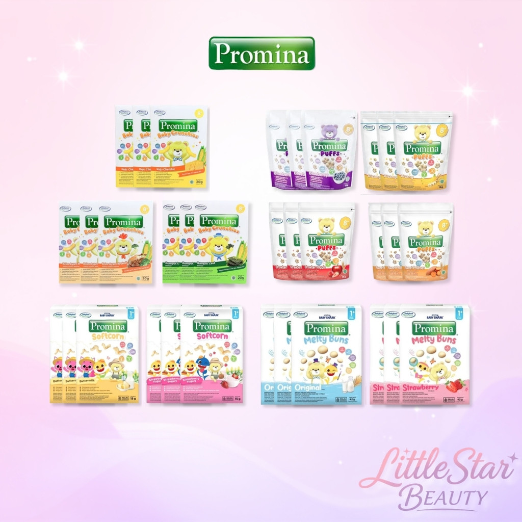 Triplepack 3 Pcs Promina Baby Crunchies Puff Melty Buns Softcorn Cemilan Makanan Mpasi Bayi