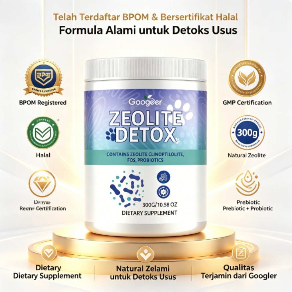 Googler Zeolite Detox, 1 sendok air panas, pencernaan sehat, 300g LY50745