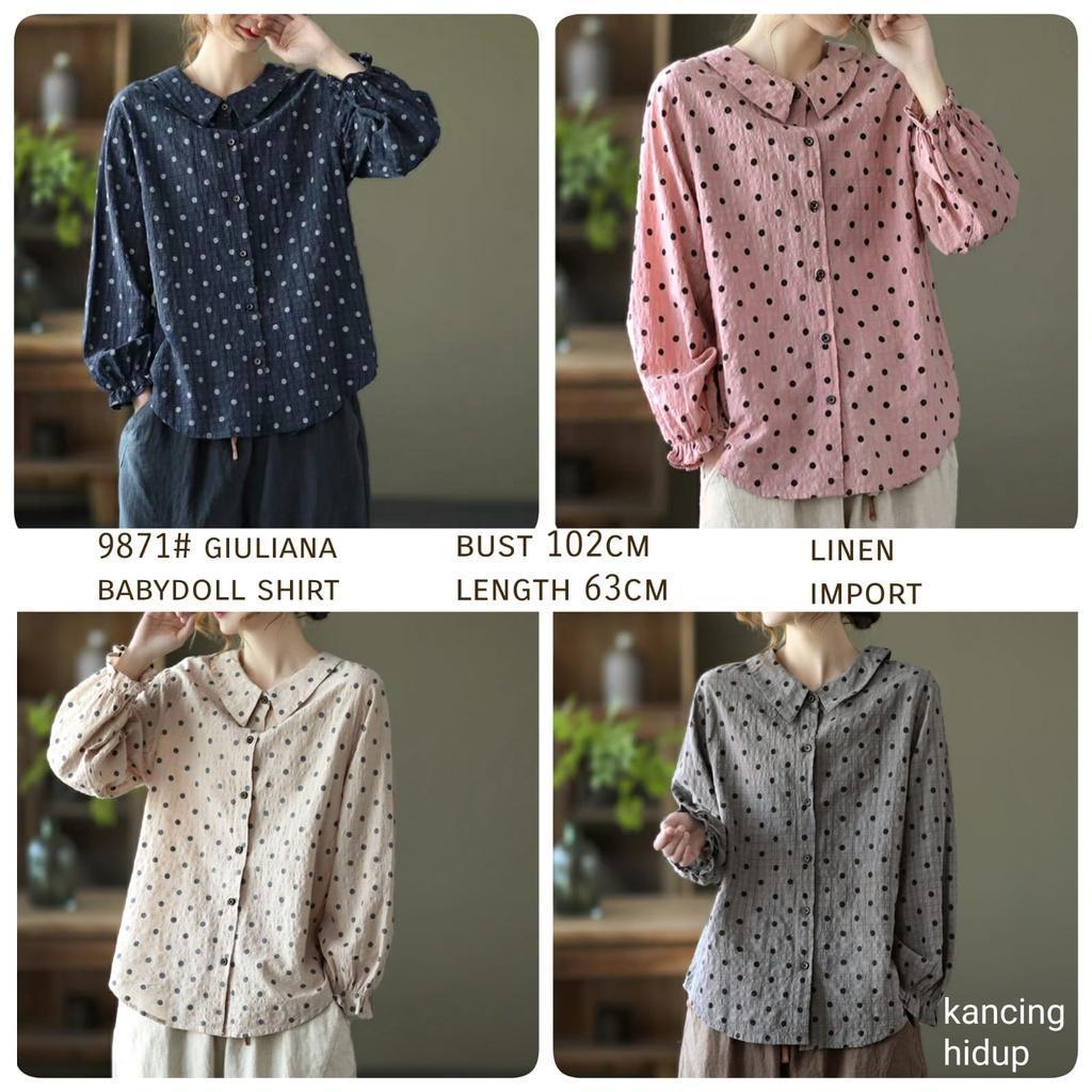 YR 3M KEMEJA 9871 TM THREE M GIULIANA BABYDOLL SHIRT FASHION WANITA PREMIUM ANGGUN