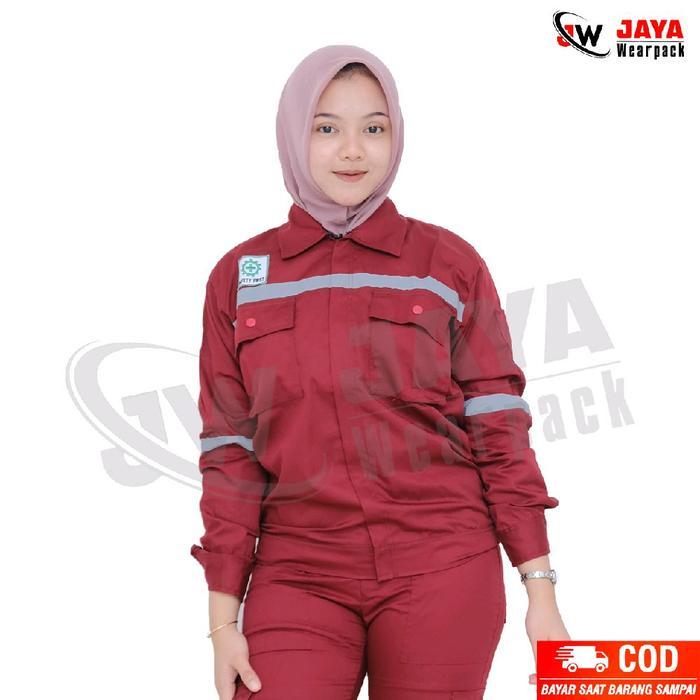 ATASAN WEARPACK SAFETY WARNA MAROON POLOS LENGAN PANJANG - maroon, M