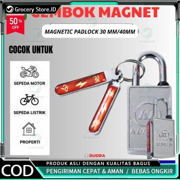 DUORA Gembok Magnet Anti Maling 30mm/40mm Tanpa Lubang Kunci Anti Bobol, Anti Karat, Gembok Keamanan