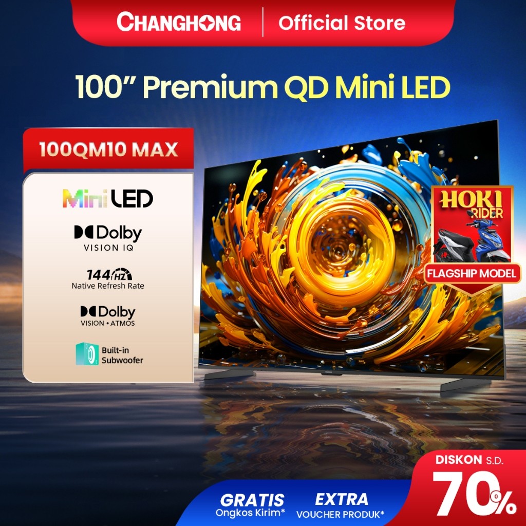 Changhong 4K QD Mini LED TV 100inch 144HZ  -Google TV -ALLM VRR -Dolby Vision IQ & Atmos (100QM10 MA