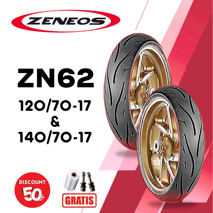SEPASANG Ban Motor ZENEOS ZN62 120/70 & 140/70 RING 17 Tubeless