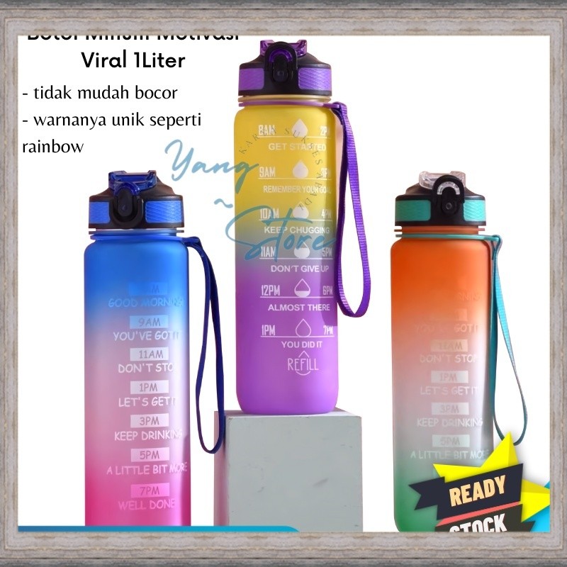 YGS -E101- Botol minum 1000ml Drink Reminder BPA FREE - Botol Minum 1 LITER PASTEL PRJ TERBARU 2026 