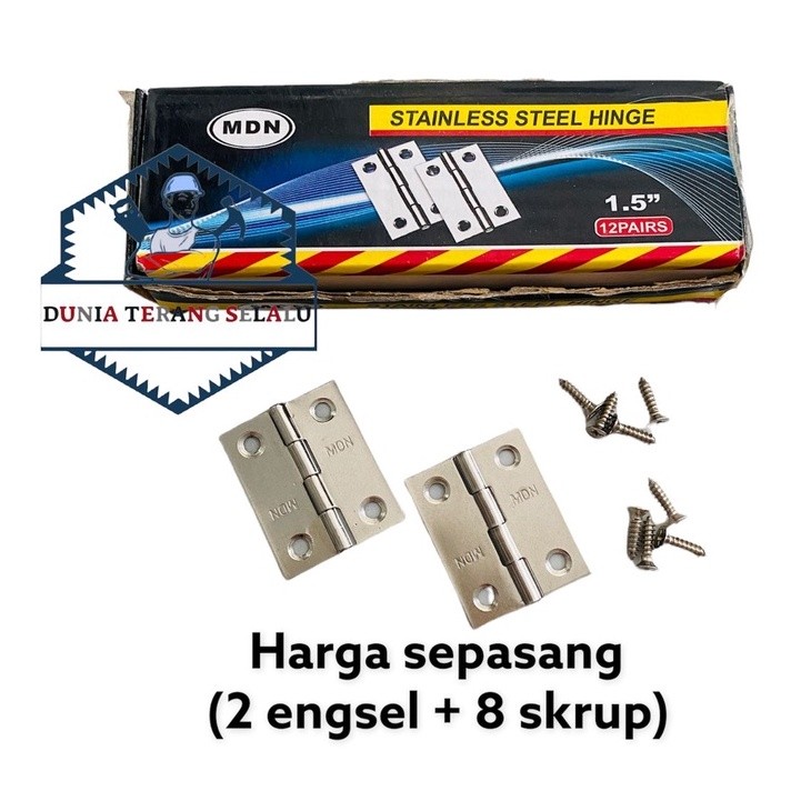 ENGSEL TIPIS Stainless MDN 1.5'' 1,5inch - Engsel Stenles Kupu Mini Kecil - Engsel Lemari Tipis Engs