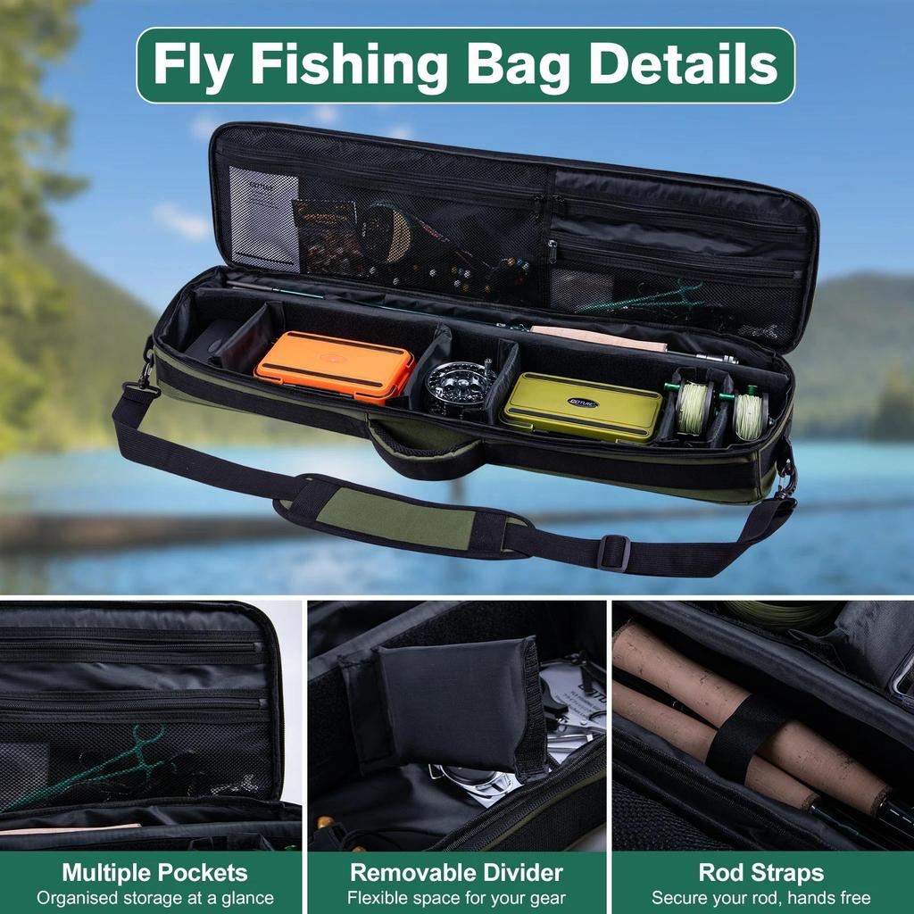 Goture 5/6 Fly Fishing Rod and Reel Combo Set ,hand-tied Flies,Pre-wound Reels with Stowable Fishing