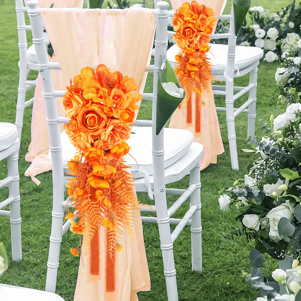 BUNGA PITA DEKORASI KURSI PENGANTIN MAWAR/HYDRANGEA ARTIFICIAL HIASAN TUNANGAN PERNIKAHAN PERLENGKAP