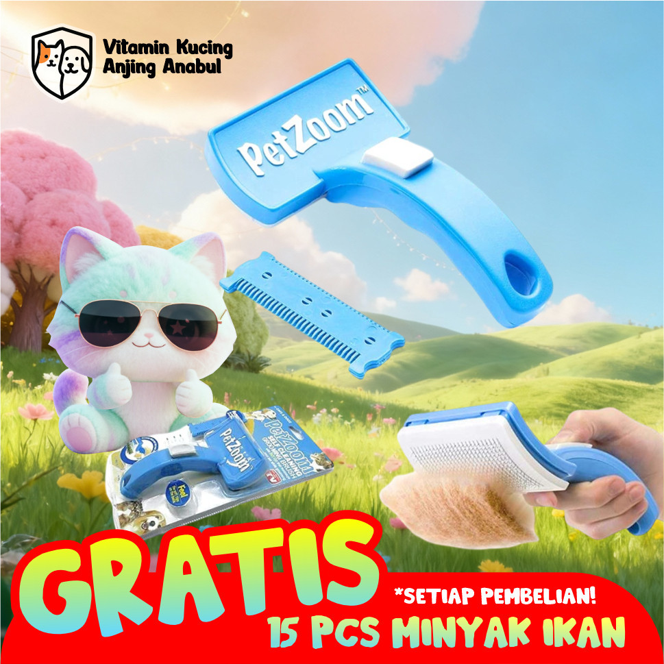 PetZoom Self Cleaning Grooming Brush Pet Zoom Sisir Pembersih Bulu Kucing Anjing Sisir Bulu Kucing Y