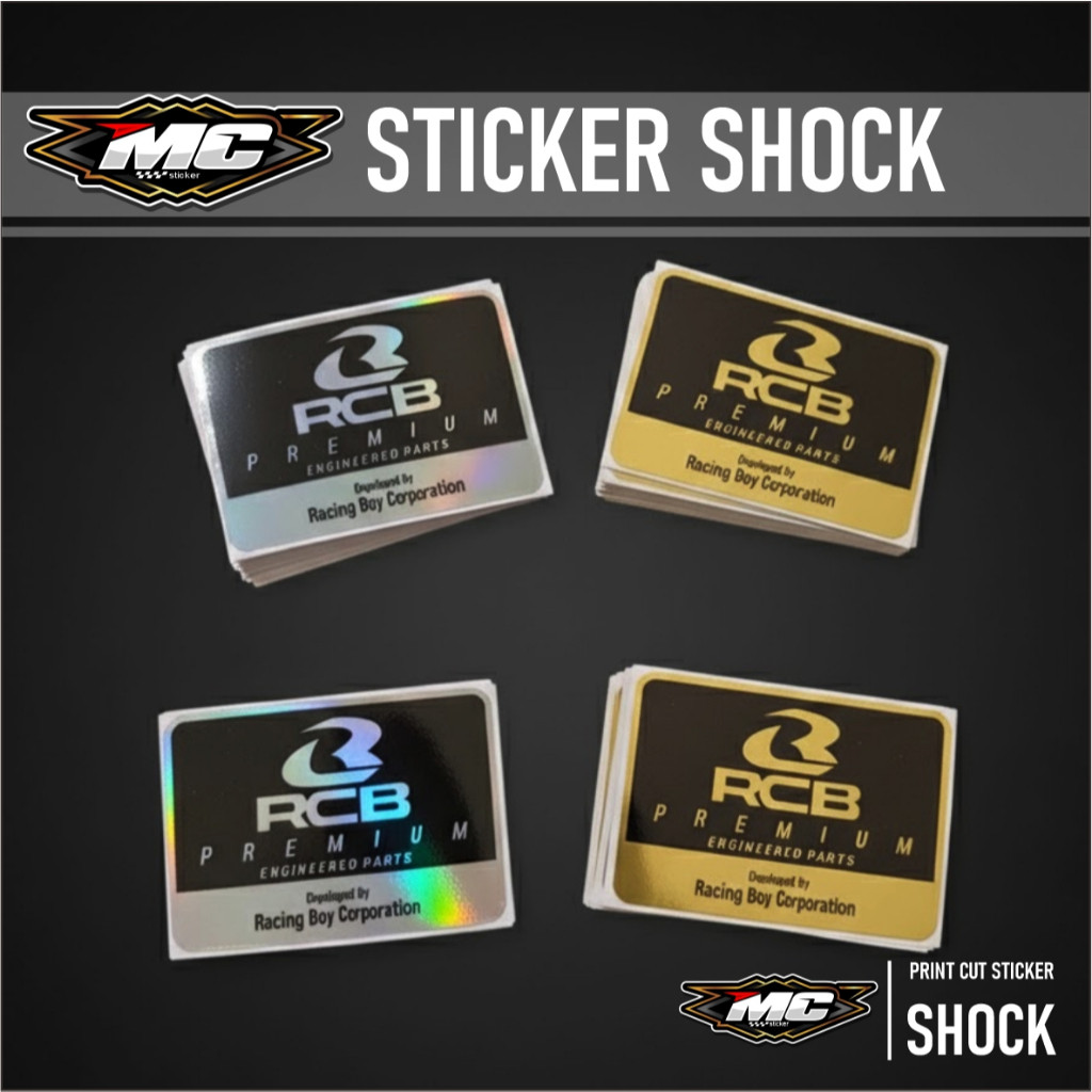 Sticker Shock Rcb Premium Princutt Stiker Tabung Shock Warna Hologram Miror Chrome Gold Emas