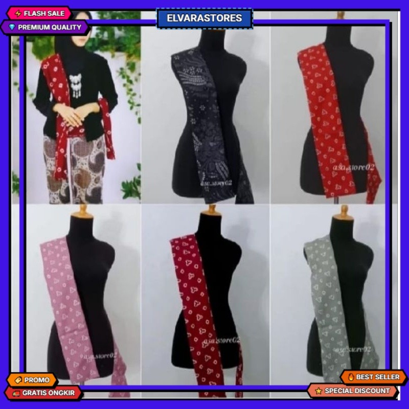 Selendang Batik Jumputan Katun Lebar 15cm MKY Murah