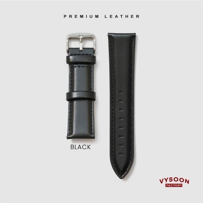 Tali Kulit Jam Tangan / Tali Strap Jam Fossil 14mm 16mm 18mm 20mm 22mm - QR-Black, 16mm