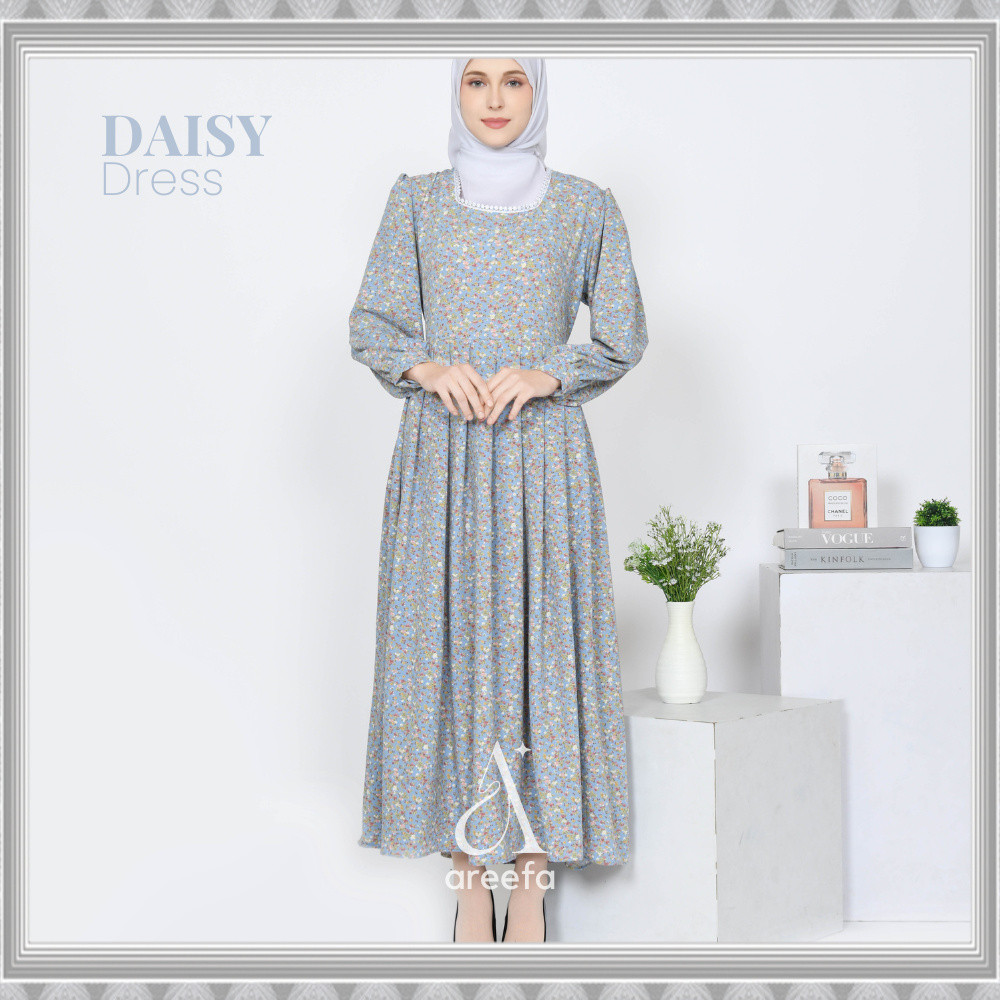 Original Areefa - Gamis Remaja Crinkle Airflow Premium Motif Bunga Terbaru Korean Style Dress Pantai