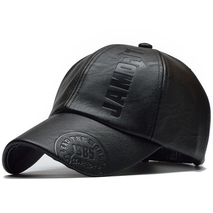 Topi Baseball Jamont (LEAD THE WORLD) LOGO Hat Casual Sport Pria Wanita Topi Kulit Leather PU Dewasa