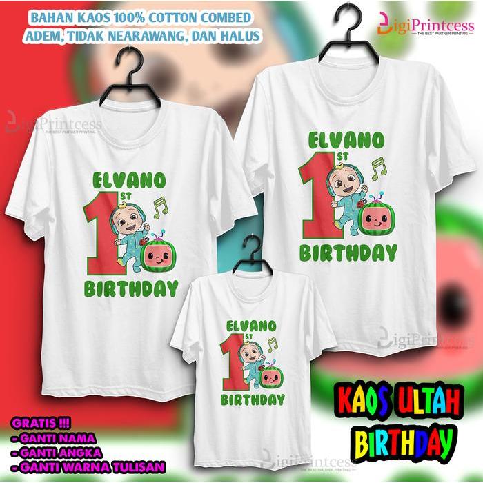 KAOS COUPLE FAMILY BIRTHDAY TEMA COCO MELON / KAOS ULANG TAHUN Combed Custom Dewasa Keluarga Panjang