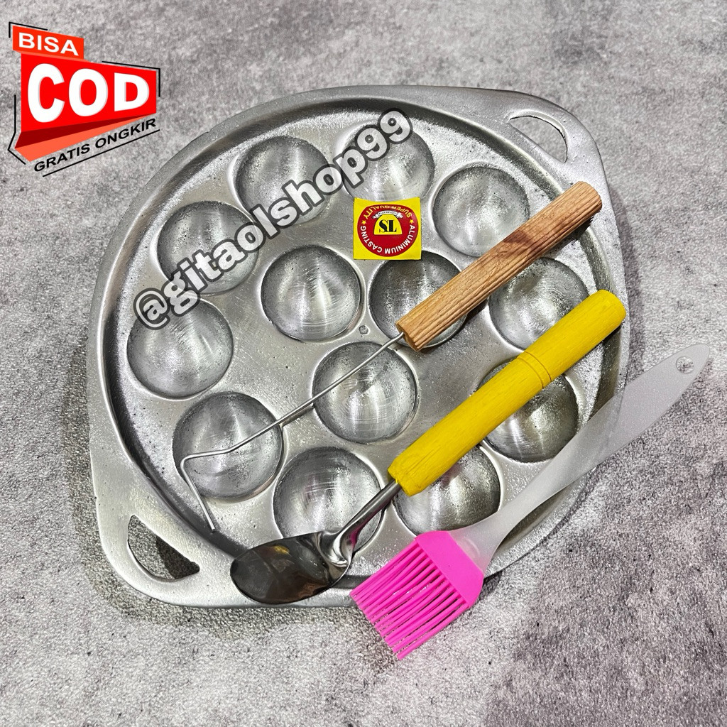 SALE Cetakan Telur Baklor 12 Lubang Martabak Telur Mini Anti Lengket Free Sutil Cetakan Kue Cubit Te
