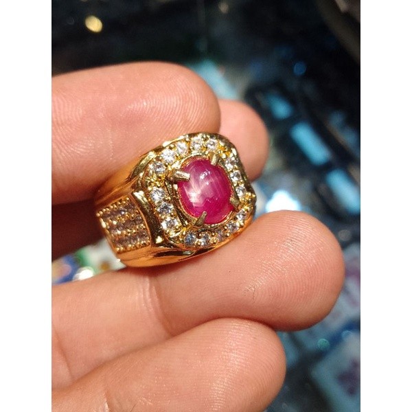Cincin Batu Permata Ruby Birma Kristal Size Kantoran