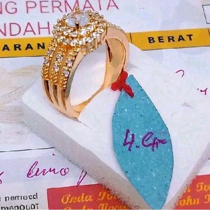 CINCIN WANITA EMAS MUDA ASLI BERAT 2GRAM KADAR 875 PERMATA KRISTAL ADA SURAT
