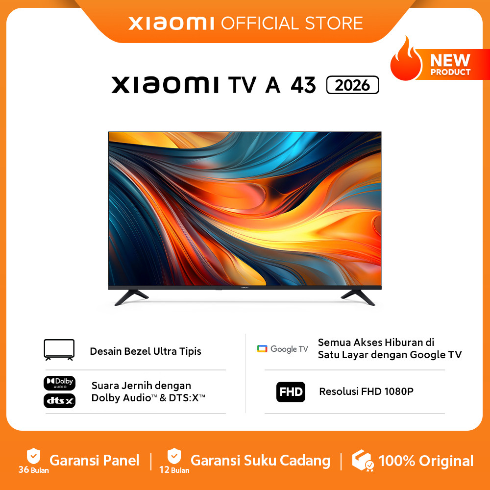 ps Xiaomi Google TV A 43 2026 FHD | Google TV | Dolby Audio™, DTS:X, dan DTS® | Smart TV  [ Official
