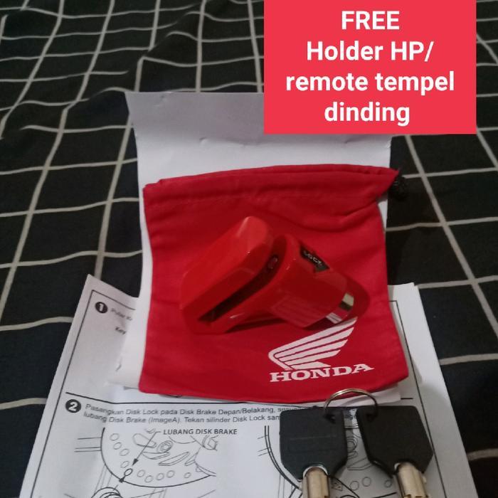 THE BEST Gembok cakram AHM original 100% ANTI MALING | bisa untuk semua jenis motor | Free Holder Hp