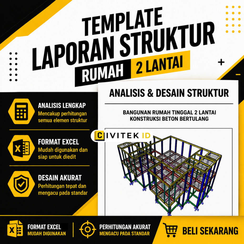 File Template Laporan Struktur Rumah 2 Lantai Lengkap Dengan Perhitungan dan Gambar