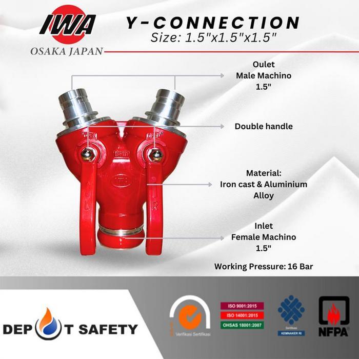 IWA - Y-CONNECTION / Double Handle Fire Hose Divider | Pembagi Aliran Air Pemadam Kebakaran - IWA-Y-