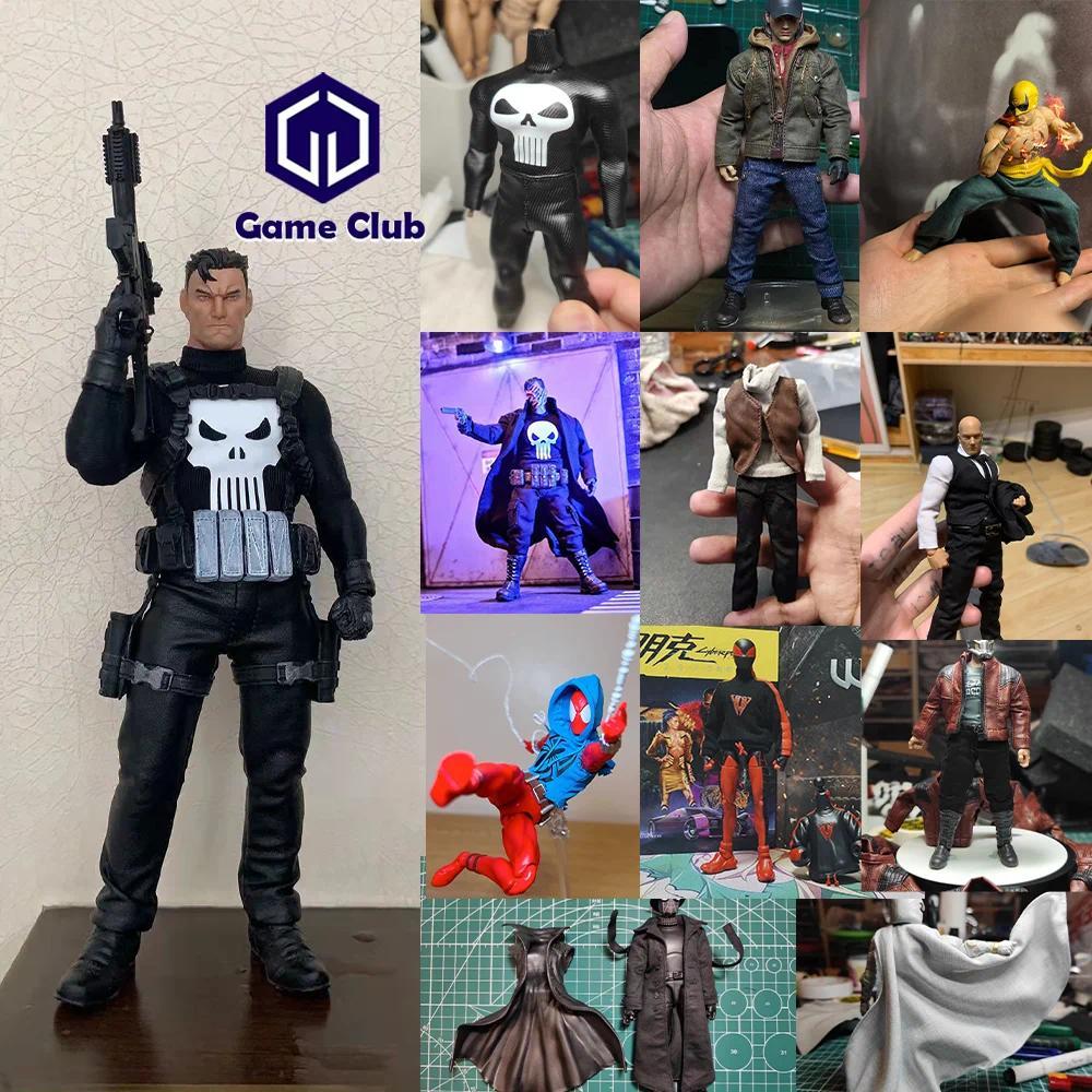 Mezco VT GW 1/12 Spider-Man Leather Jacket Evil Spirit Knight Head Sculpture Hoodie Clothes Collecti