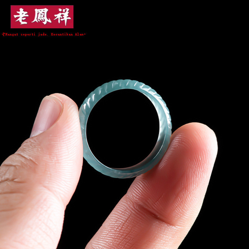 [Dengan Sertifikat]Asli alami Batu giok, cincin skala naga air biru, cincin giok pria dan wanita