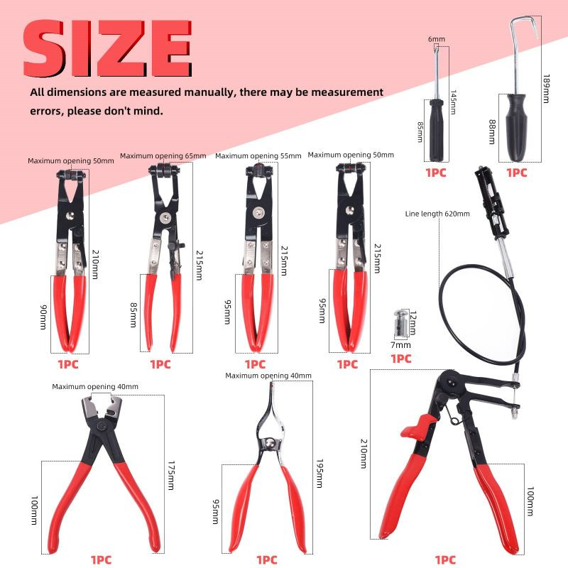 9pcs Tang Pembuka Klem Tang Pembuka Klem Selang Fuel Water Hose Set